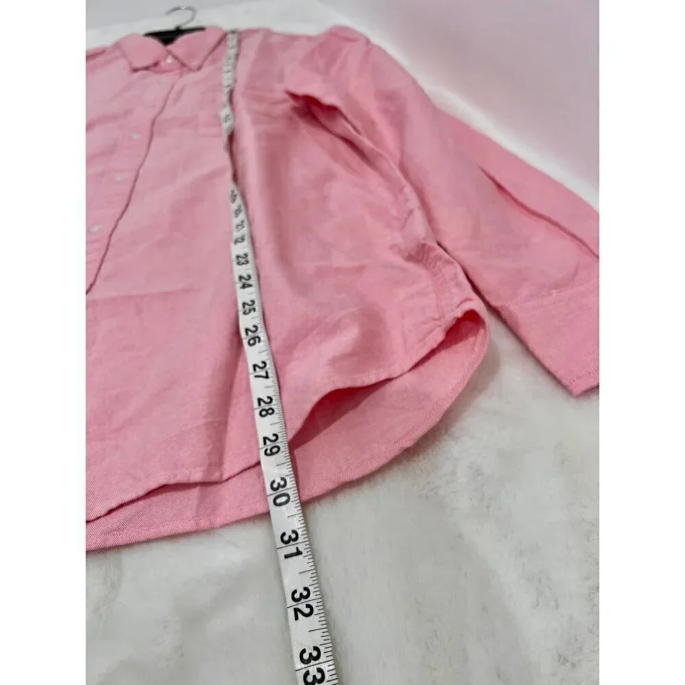 New J. Crew Size L Flex oxford casual shirt Pink SP23 *Thread Pull*